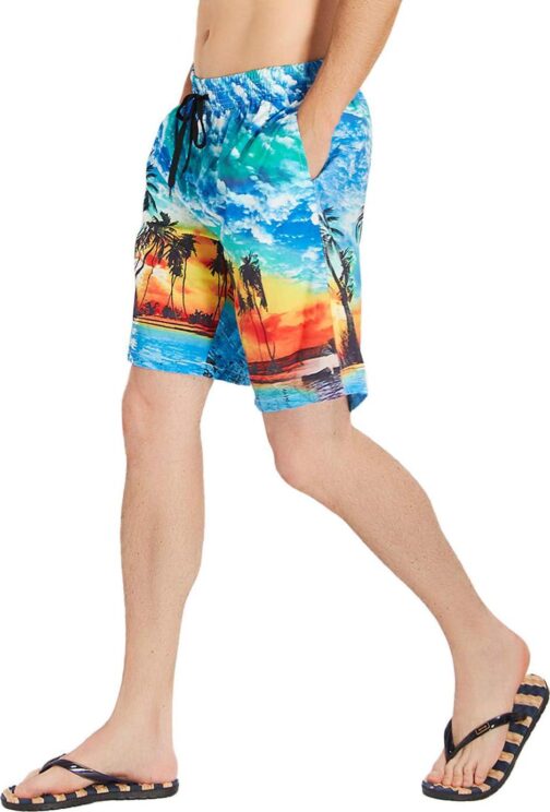 Loveternal Mens Swim Trunks Quick Dry Printed Beach Shorts Summer Boardshorts with Mesh Lining - Image 3