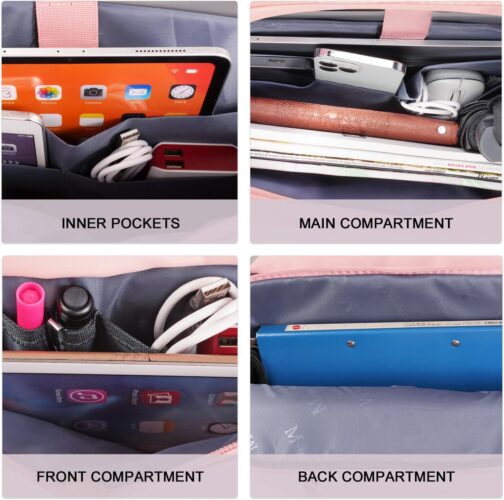 MATEIN Laptop Bag for Women, 15.6 inch Computer Briefcase Sleeve Case, Large Water Resistant Cute Messenger Work Tote Bible Temple Bag Crossbody for Teen Girls School College Office Travel Gifts, Pink - Image 4