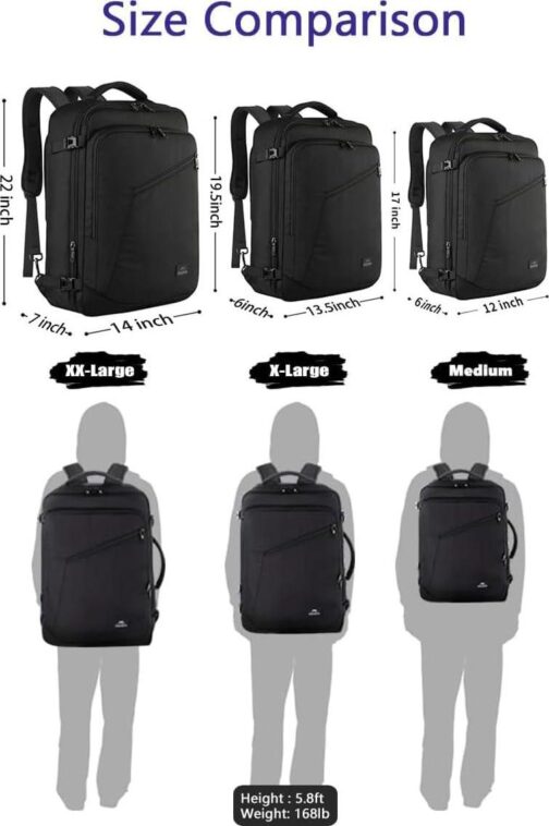 MATEIN Mens Travel Backpack, 27L Lightweight Carry on Backpack for Women, Expandable Business Backpacks, Waterproof Hiking Backpack for Outdoor Sports Rucksack Casual Daypack, Travel Essential, Black - Image 2