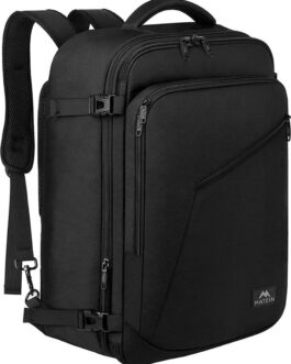 MATEIN Mens Travel Backpack, 27L Lightweight Carry on Backpack for Women, Expandable Business Backpacks, Waterproof Hiking Backpack for Outdoor Sports Rucksack Casual Daypack, Travel Essential, Black
