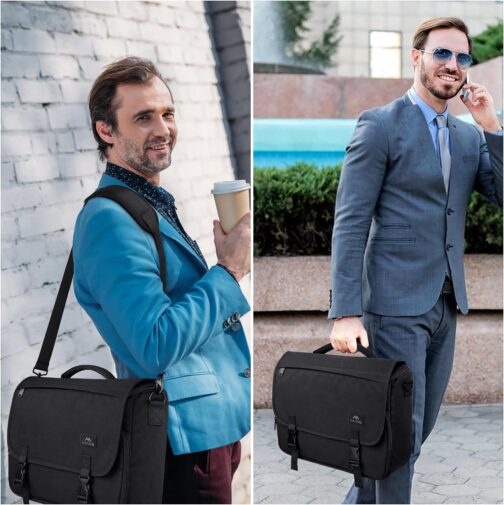 MATEIN Men's 15.6" Water-Resistant Laptop Messenger Bag, Black - Image 9