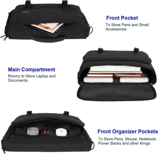 MATEIN Men's 15.6" Water-Resistant Laptop Messenger Bag, Black - Image 2
