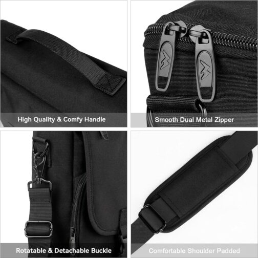 MATEIN Men's 15.6" Water-Resistant Laptop Messenger Bag, Black - Image 4