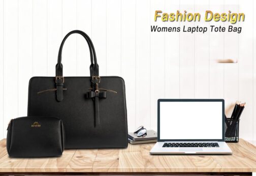 MATEIN Womens Briefcase, Large Waterproof PU Leather Work Laptop Tote Bag with USB Charging Port Casual Computer Shoulder Bag Messenger fits 15.6 Inch, Business Handbag Satchel Purse 2pcs Set,Black - Image 9