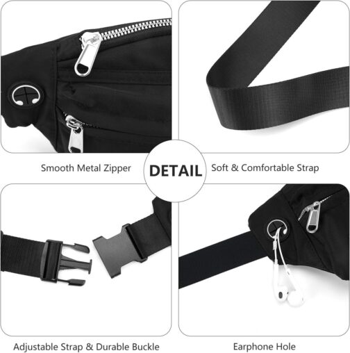 MAXTOP Large Crossbody Fanny Pack Running Travel Belts for Women Men,Water Resistant Belt Bag for Fitness Yoga Jogging Hiking Dog Waliking,Running Accessories Waist Pack Passport Bag Fits All Phones - Image 5