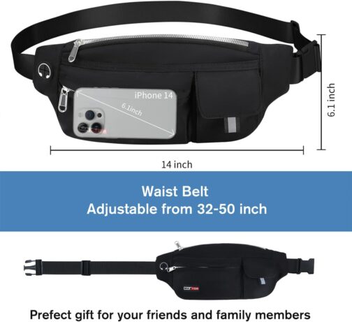 MAXTOP Large Crossbody Fanny Pack Running Travel Belts for Women Men,Water Resistant Belt Bag for Fitness Yoga Jogging Hiking Dog Waliking,Running Accessories Waist Pack Passport Bag Fits All Phones - Image 3