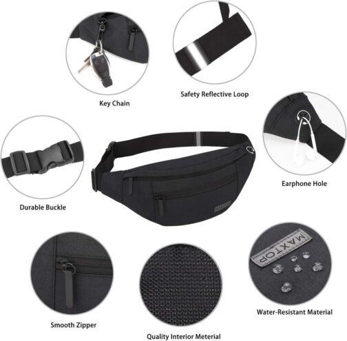 MAXTOP Large Crossbody Fanny Pack with 4-Zipper Pockets,Gifts for Enjoy Sports Festival Workout Traveling Running Casual Hands-Free Wallets Waist Pack Phone Bag Fits All Phones - Image 4