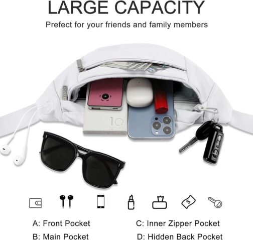 MAXTOP Large Crossbody Fanny Pack with 4-Zipper Pockets,Gifts for Enjoy Sports Festival Workout Traveling Running Casual Hands-Free Wallets Waist Pack Phone Bag Fits All Phones - Image 3