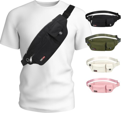 MAXTOP Large Crossbody Fanny Pack Running Travel Belts for Women Men,Water Resistant Belt Bag for Fitness Yoga Jogging Hiking Dog Waliking,Running Accessories Waist Pack Passport Bag Fits All Phones