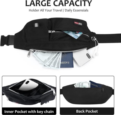 MAXTOP Large Crossbody Fanny Pack Running Travel Belts for Women Men,Water Resistant Belt Bag for Fitness Yoga Jogging Hiking Dog Waliking,Running Accessories Waist Pack Passport Bag Fits All Phones - Image 4