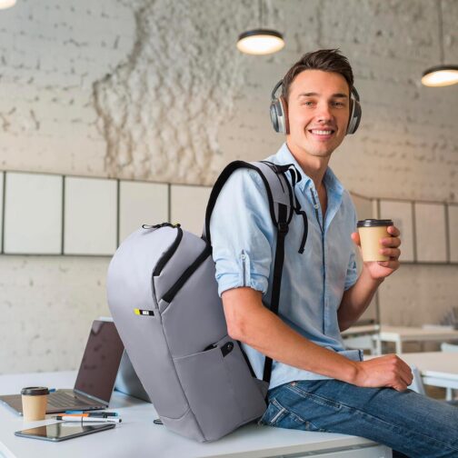 MIER Water Resistant Travel Backpack for Men Women, Carry On Commuter Back Pack Casual Daypack with Multiple Pockets for Work Hiking Outdoors (25L, Grey) - Image 6