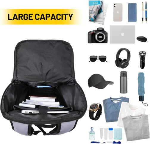 MIER Water Resistant Travel Backpack for Men Women, Carry On Commuter Back Pack Casual Daypack with Multiple Pockets for Work Hiking Outdoors (25L, Grey) - Image 7