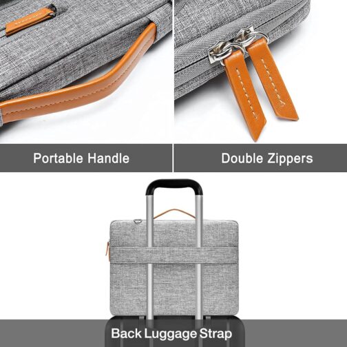 MOSISO 360 Protective Laptop Shoulder Bag,15-15.6 inch Computer Bag Compatible with MacBook Pro 16, HP, Dell, Lenovo, Asus Notebook,Side Open Messenger Bag with 4 Zipper Pockets&Handle, Gray - Image 4