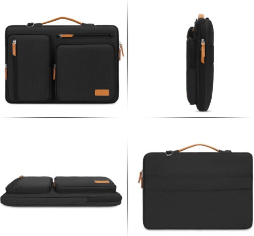 MOSISO 360 Protective Laptop Shoulder Bag,15-15.6 inch Computer Bag Compatible with MacBook Pro 16, HP, Dell, Lenovo, Asus Notebook,Side Open Messenger Bag with 4 Zipper Pockets&Handle, Black - Image 5