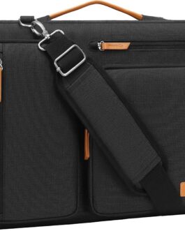 MOSISO 360 Protective Laptop Shoulder Bag,15-15.6 inch Computer Bag Compatible with MacBook Pro 16, HP, Dell, Lenovo, Asus Notebook,Side Open Messenger Bag with 4 Zipper Pockets&Handle, Black