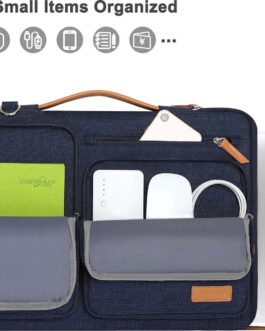 MOSISO 360 Protective Laptop Shoulder Bag,15-15.6 inch Computer Bag Compatible with MacBook Pro 16, HP, Dell, Lenovo, Asus Notebook,Side Open Messenger Bag with 4 Zipper Pockets&Handle, Navy Blue