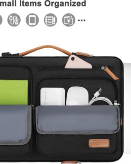 MOSISO 360 Protective Laptop Shoulder Bag,15-15.6 inch Computer Bag Compatible with MacBook Pro 16, HP, Dell, Lenovo, Asus Notebook,Side Open Messenger Bag with 4 Zipper Pockets&Handle, Black
