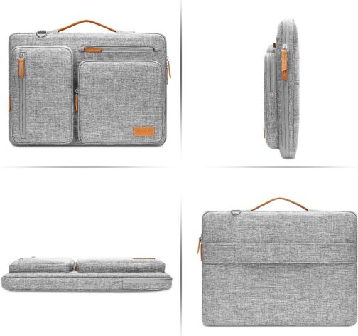 MOSISO 360 Protective Laptop Shoulder Bag,15-15.6 inch Computer Bag Compatible with MacBook Pro 16, HP, Dell, Lenovo, Asus Notebook,Side Open Messenger Bag with 4 Zipper Pockets&Handle, Gray - Image 5