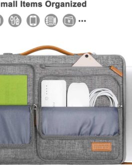 MOSISO 360 Protective Laptop Shoulder Bag,15-15.6 inch Computer Bag Compatible with MacBook Pro 16, HP, Dell, Lenovo, Asus Notebook,Side Open Messenger Bag with 4 Zipper Pockets&Handle, Gray