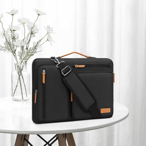 MOSISO 360 Protective Laptop Shoulder Bag,15-15.6 inch Computer Bag Compatible with MacBook Pro 16, HP, Dell, Lenovo, Asus Notebook,Side Open Messenger Bag with 4 Zipper Pockets&Handle, Black - Image 7