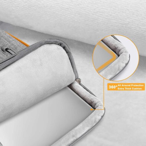 MOSISO 360 Protective Laptop Shoulder Bag,15-15.6 inch Computer Bag Compatible with MacBook Pro 16, HP, Dell, Lenovo, Asus Notebook,Side Open Messenger Bag with 4 Zipper Pockets&Handle, Gray - Image 3