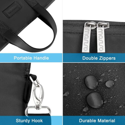 MOSISO Laptop Bag for Women, 15.6 inch Computer Bag Compatible with MacBook Pro 16 inch, HP, Dell, Lenovo, Asus, Razer Notebook, Laptop Shoulder Messenger Bag with Strap and Silk Scarf, Black - Image 3