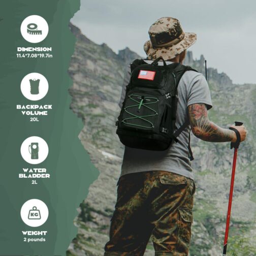 Maelstrom Hydration Backpack, Hiking Backpack with 2L Water Bladder, High Flow Bite Valve Water Backpack Men Women Lightweight Insulation for Hiking, Cycling, Running, Climbing, Camping - Image 6