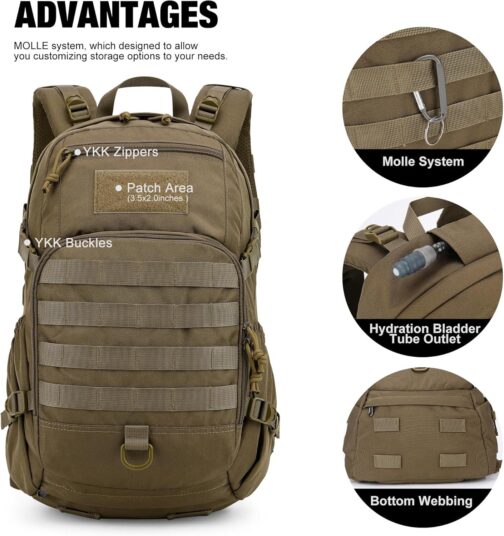 Mardingtop Small Tactical Backpack,Molle Hiking Backpack for Backpacking,Cycling and Biking ,25L Backpack - Image 4