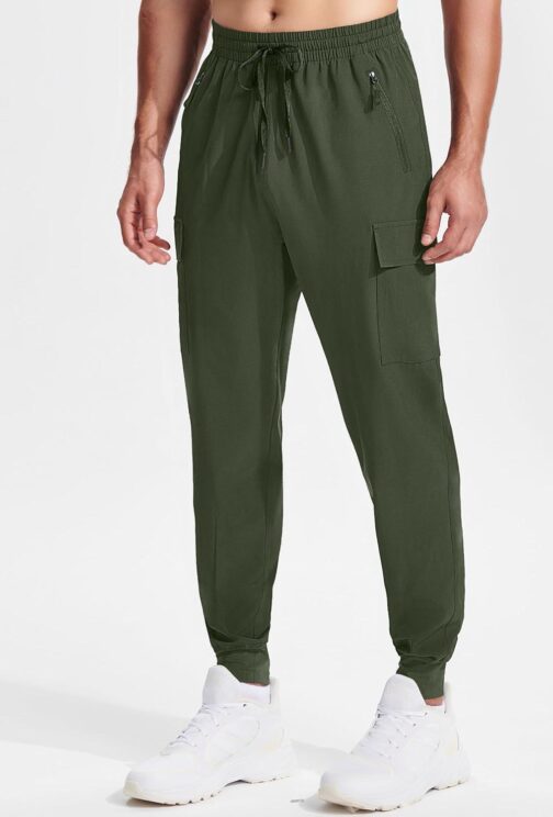Men's Hiking Pants Lightweight Quick Dry Elastic Waist Cargo Pants Water Resistant Outdoor Travel Casual Pants - Image 2