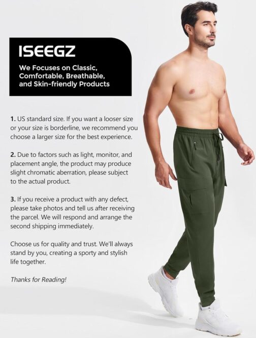 Men's Hiking Pants Lightweight Quick Dry Elastic Waist Cargo Pants Water Resistant Outdoor Travel Casual Pants - Image 6