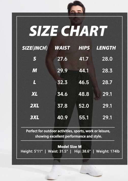 Men's Hiking Pants Lightweight Quick Dry Elastic Waist Cargo Pants Water Resistant Outdoor Travel Casual Pants - Image 7