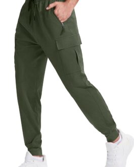 Men’s Hiking Pants Lightweight Quick Dry Elastic Waist Cargo Pants Water Resistant Outdoor Travel Casual Pants