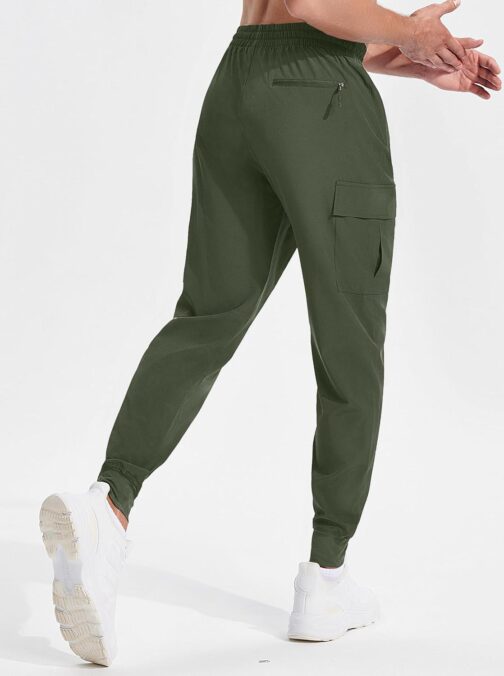 Men's Hiking Pants Lightweight Quick Dry Elastic Waist Cargo Pants Water Resistant Outdoor Travel Casual Pants - Image 3