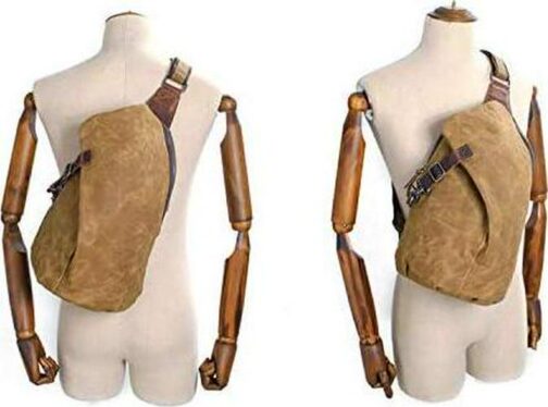 Men's Sling Backpack Waxed Canvas Crossbody Bag Casual Daypacks - Image 4