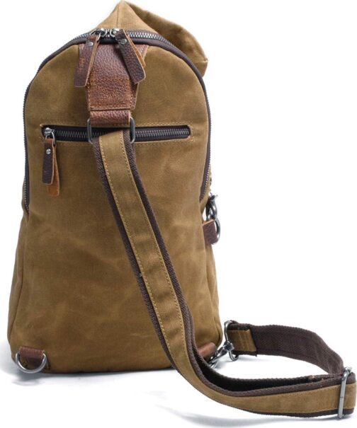 Men's Sling Backpack Waxed Canvas Crossbody Bag Casual Daypacks - Image 5