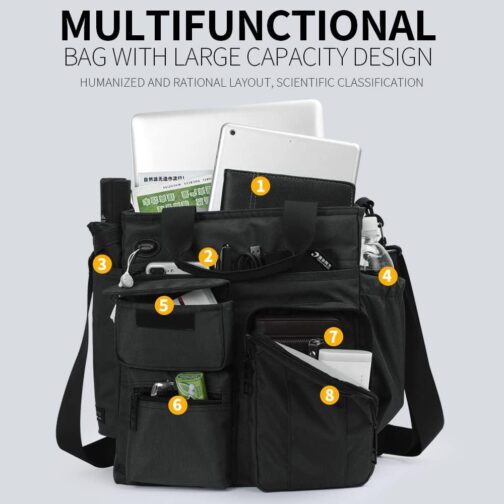 Mens Messenger Bag Laptop Shoulder Bag Computer Work Office Bag Waterproof Briefcases for Travel Work - Image 3