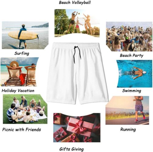 Mens Swim Trunks, Quick Dry Summer Board Beach Shorts with Mesh Lining and Pockets - Image 5
