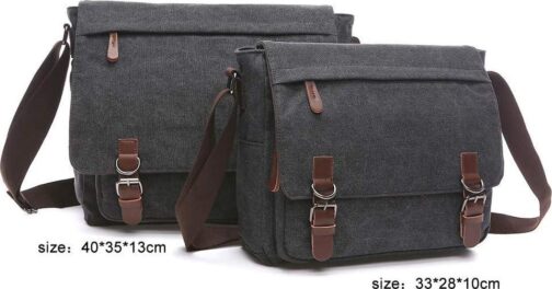 Men's Retro Canvas Messenger Bag, Casual Satchel Briefcase for 13.3-15.6" Laptops - Image 2