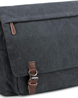 Men’s Retro Canvas Messenger Bag, Casual Satchel Briefcase for 13.3-15.6″ Laptops