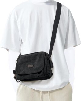 Men’s Crossbody Messenger Bag, Classic Canvas Shoulder Bag, Water Resistant