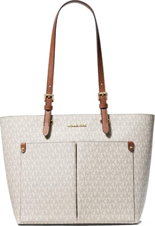 Michael Kors Jet Sest Travel Medium Double Pocket Tote Non-Leather Vegan (Vanilla)