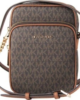 Michael Kors Jet Set Travel Signature PVC Medium Logo Chain Crossbody Flight Bag