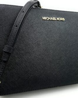 Michael Kors Women’s Jet Set Item East West Crossbody Bag in Black with Gold hardware (Black/Gold)