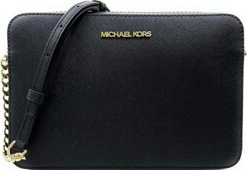 Michael Kors Women's Jet Set Item East West Crossbody Bag in Black with Gold hardware (Black/Gold)