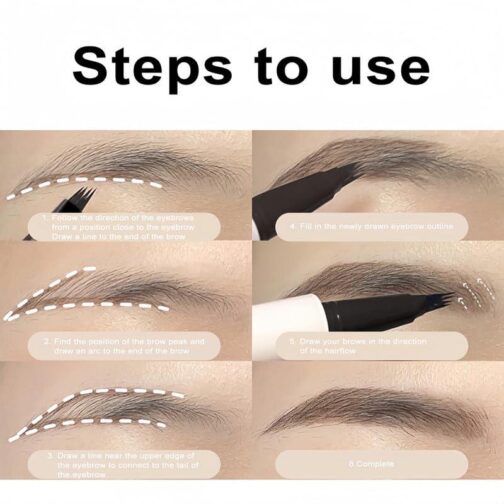 Microblading Eyebrow Pen,2024 Upgraded 3D Waterproof 4-Tip Microblading Eyebrow Pencil,Eyebrow Pencil,Natural Makeup Long-Lasting Fine Stroke Magic Eyebrow Pencil for Women Stay on All Day(Grey black) - Image 2