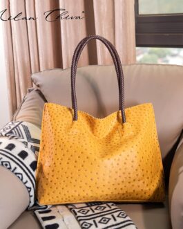 Milan Chiva Tote Bag for Women with Zipper Large Ostrich Vegan Leather Shoulder Purses and Handbags
