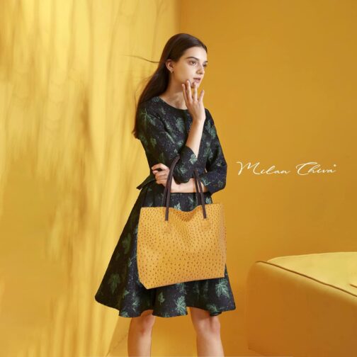 Milan Chiva Tote Bag for Women with Zipper Large Ostrich Vegan Leather Shoulder Purses and Handbags - Image 6