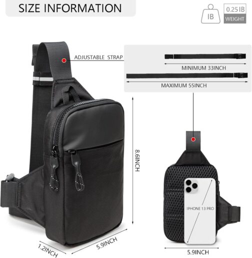 Mini Sling Bag for Men and Women, Small Crossbody Bag Trendy, Casual Waterproof Phone Chest Bag for Travel - Image 3
