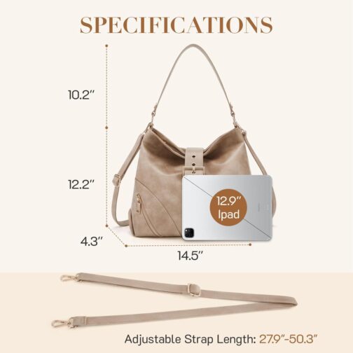 Missnine Hobo Bags for Women Vegan Leather Shoulder Tote Purses and Handbags Large Trendy Crossbody Bag - Image 3