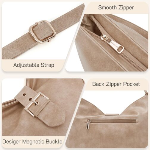 Missnine Hobo Bags for Women Vegan Leather Shoulder Tote Purses and Handbags Large Trendy Crossbody Bag - Image 5